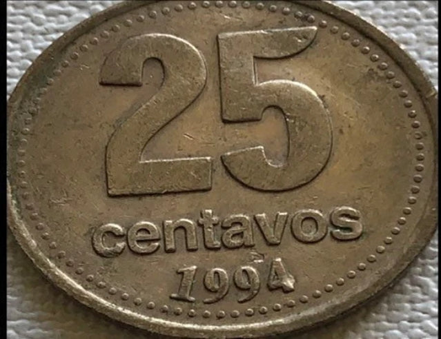 1994 Argentina 25 centavos VF