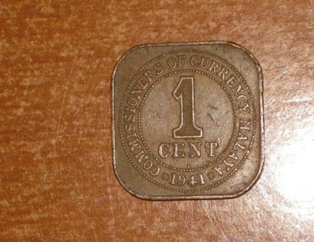 Malaya 1941 I Cent coin Very Fine nice