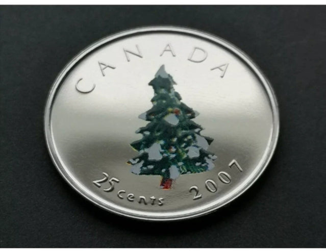 2007 Canada 25 cents coloured Christmas holidays