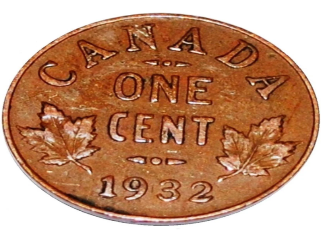 1932 1 Cent Canadian Penny Circulé VF Condition