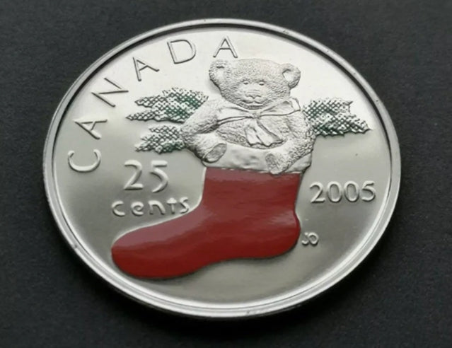 2005 P Canada 25 cents coloured Christmas holidays***