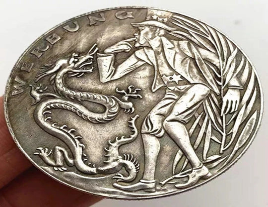 Hobo Coin - Dragon Tamer dans une capsule de protection en plastique gravée en cuivre