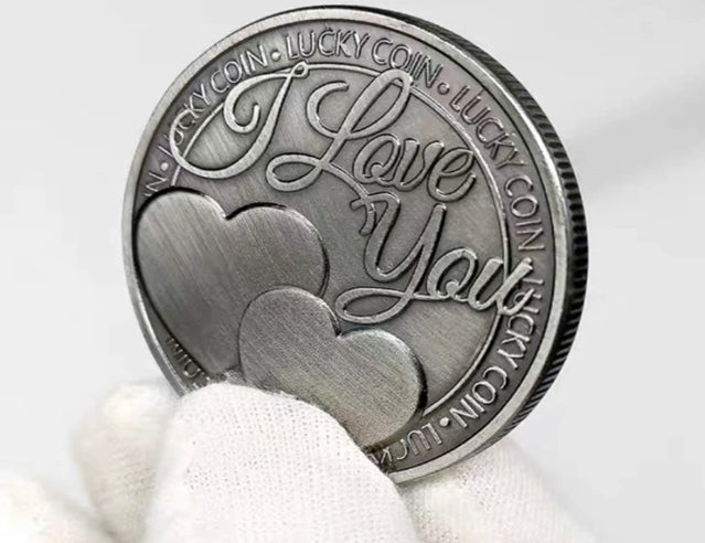 Lucky Coin -I Love you- Craft Gift Coin Colored Silver Plated