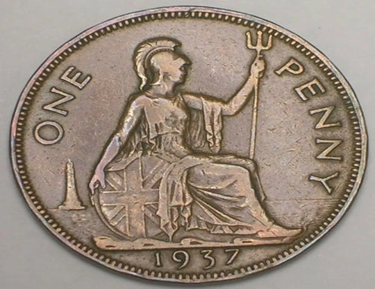 1937 Großbritannien Großbritannien Britische One 1 Penny George VI Wwii Era Münze VF+