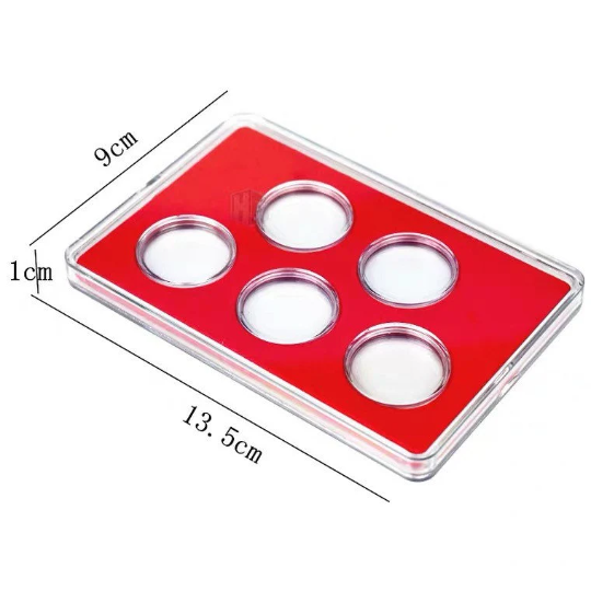 Coin Display High Quality Gift Box Red Background with Free Capsules