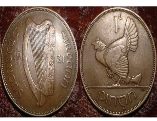 1931 large penny ireland**hen & chicks**