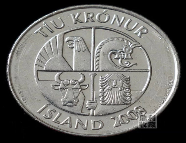 2008 Island 10 Kronen 28mm Fischmünze