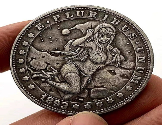 Hobo Coin - Noël Jolie fille dans une capsule de protection en plastique gravée en cuivre