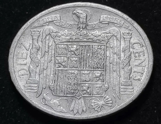 1941 Spanien 10 Centimos Schöne Münze