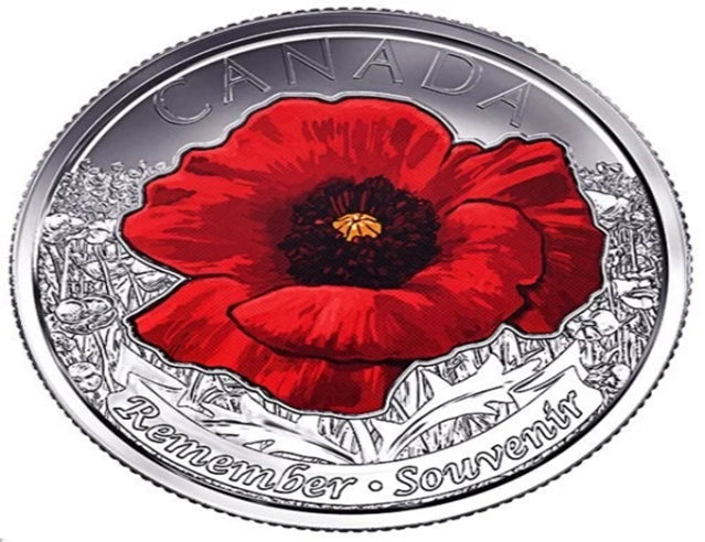 Pièce de 25 cents canadienne du Souvenir, quart de pièce colorée, coquelicot, 2015, BU