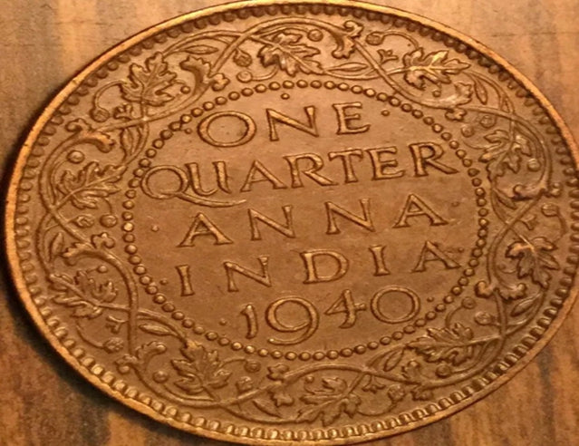 1940 Indien Quarter Anna Münze VF