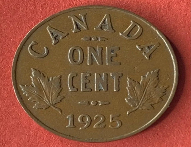 Canada 1925 1 Cent Small Penny Coin - Rare Date Clé Petit Cent - Roi George VI Faible Monnaie Haute Qualité