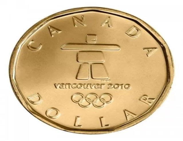 2010 Canadian 1 Vancouver Olympics Inukshuk Lucky Loonie Dollar Coin BU