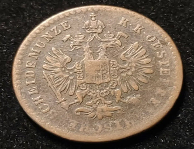 1859-V Austria 5/10 Kreuzer Old Coin