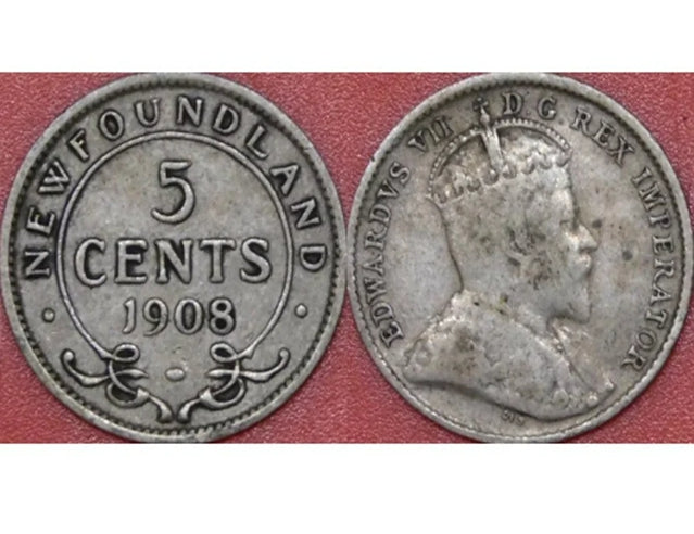 1908 Newfoundland 5 cent VF