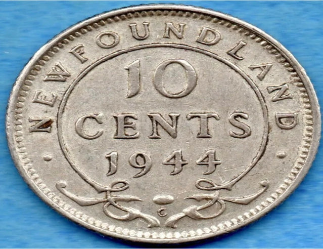 Neufundland 1944 Silber 10 Cent, sehr schön