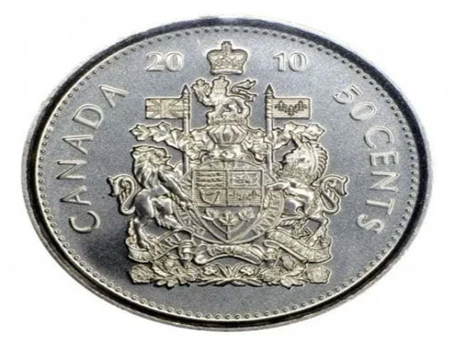 Pièce d'un demi-dollar avec armoiries canadiennes de 50 cents 2010 BU