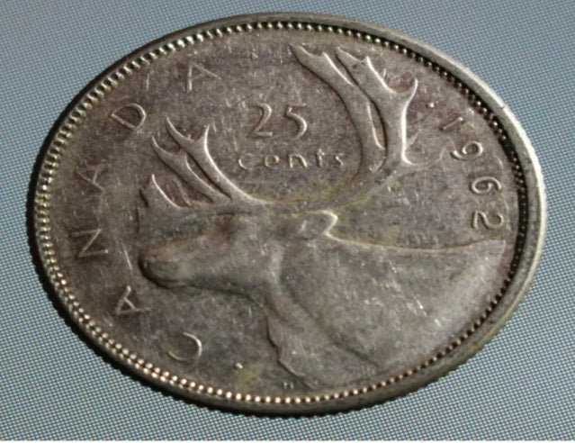 Kanada 1962 25 Cent 80 % Silber-Viertelmünze im Umlauf