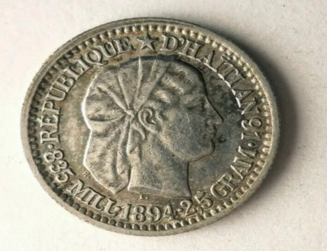 1894 Haïti 10 centimes - pièce d'argent de haute qualité