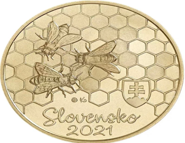 Slovaquie 5 Euro commémorative 2021 Petite abeille cueillant du miel