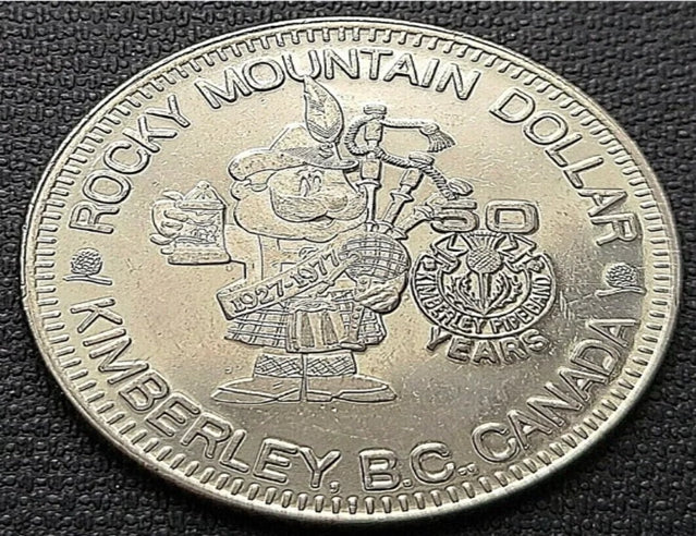 1977 Kimberley British Columbia Trade Dollar - Rocky Mountain Dollar