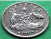 1952 Australie 6 Pence Roi George VI Pièce d'argent de haute qualité