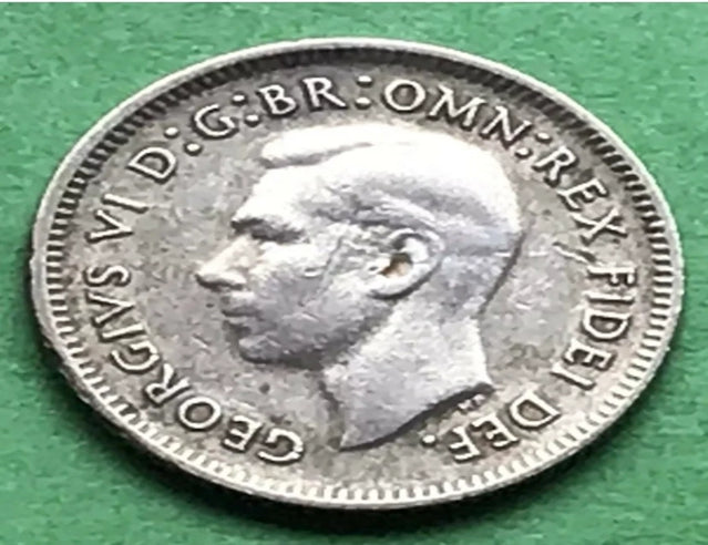 1952 Australia 6 Pence King George VI Silver coin High Grade