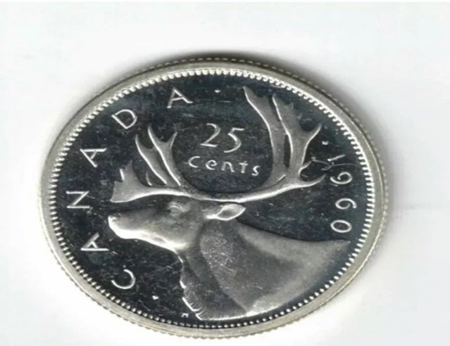 Canada 1960 25 Cent Silver Quarter Coin Circulé très bon état