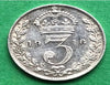 Pièce de monnaie britannique de trois pence du roi George V du Royaume-Uni, 1916, argent 92.5% de haute qualité