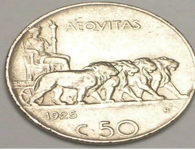 1925 Italien Italienische 50 Centesimi Lions Münze XF