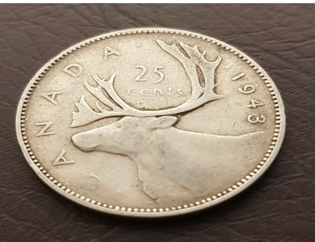 Kanada 1943 25-Cent-Silberviertelmünze im Umlauf, guter Zustand