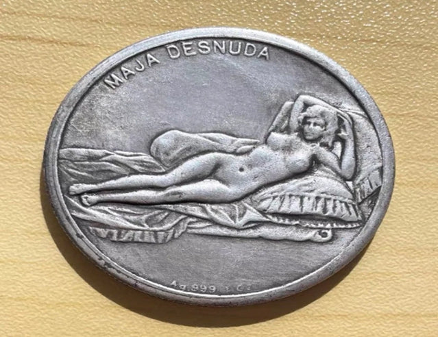 Leonardo da Vinci‘s head Naked Beauty coin commemorating dollar Italian retro coin European gadget antique