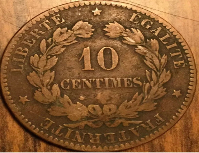 1870 France 10 centimes coin