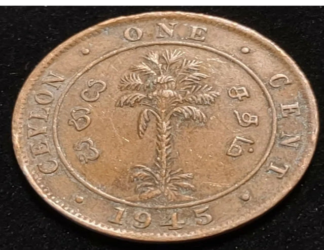 1945 Ceylan 1 Cent Belle pièce