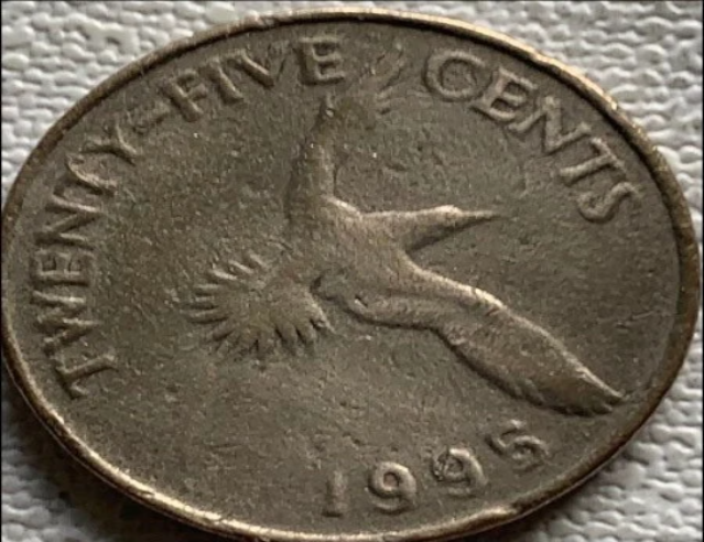 1995 Bermuda 25 Cent F