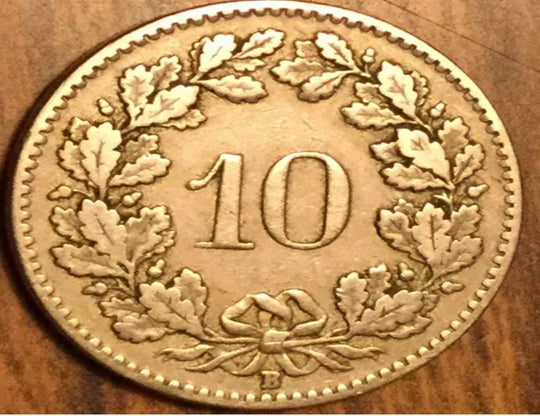 1913 Switzerland confoederatio helvetica 10 rappen coin