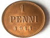 1911 Finland Penni - AU/UNC RED - Excellent Uncommon Coin