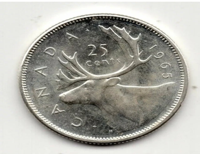 Canada 1965 Pièce de 25 cents en argent en circulation