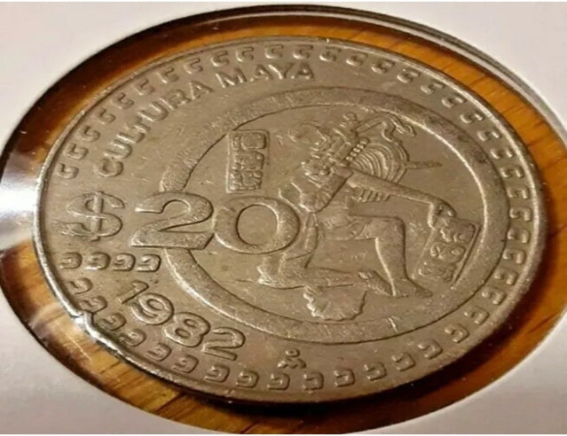 Mexico 1982 20 peso coin mayan culture