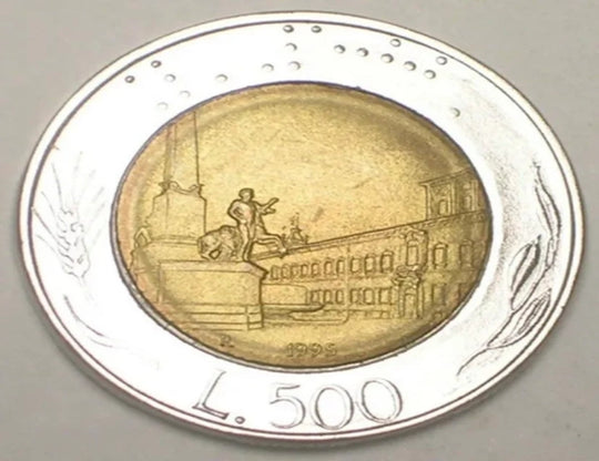 1995 Italy Italian 500 Lire Italia Bimetal Coin