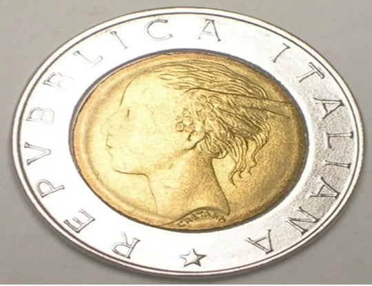 1995 Italy Italian 500 Lire Italia Bimetal Coin