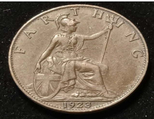 1923 Großbritannien Farthing Nice Coin