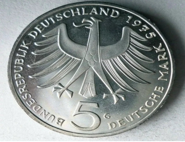 1975 G Deutschland 5 Mark – AU/UNC – ausgezeichnete Vintage-Silbermünze