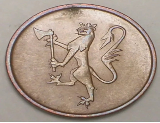 1975 Norvège Norvégien 5 Ore Lion avec Axe Coin XF