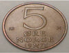 1975 Norway Norwegian 5 Ore Lion w/Axe Coin XF