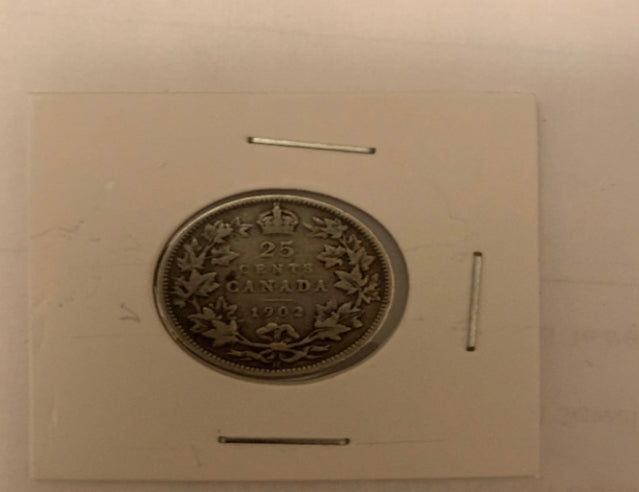 1902 – Canada Silver Quarter – Umlauf-VF, Zustand H und kein H-Zeichen