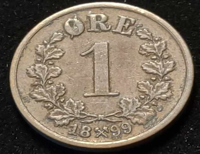 1899 Norway 1 Ore Old Coin VF