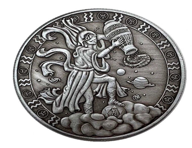 Glücksmünze – 12 Sternbilder, Kupfer-Nickel, Bastel-Geschenkmünze, versilbert. Schöne Münze