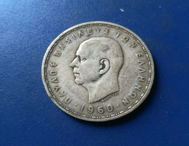 1960 Griechenland 20 Drachmai Silbermünze