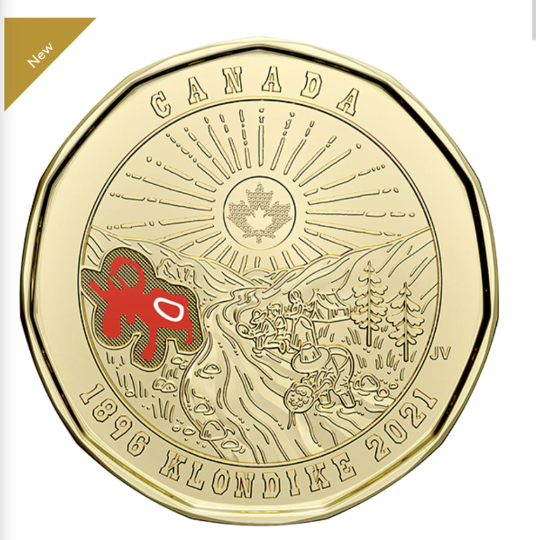 2021 Kanada Klondike Gold Rush Loonie Münze, farbig/ungefärbt BU